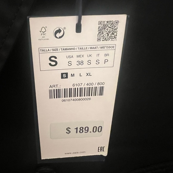 Mens Zara black trench coat size S - Picture 3 of 3